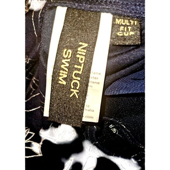 Nip Tuck Swim Floral One-Piece Swimsuit Navy/White Size 10 Rushed Front Colorful - Picture 7 of 10